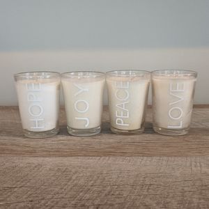 Hope love peace joy candle set